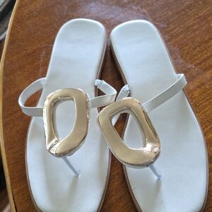 Elegant White and Gold Women's Sandals